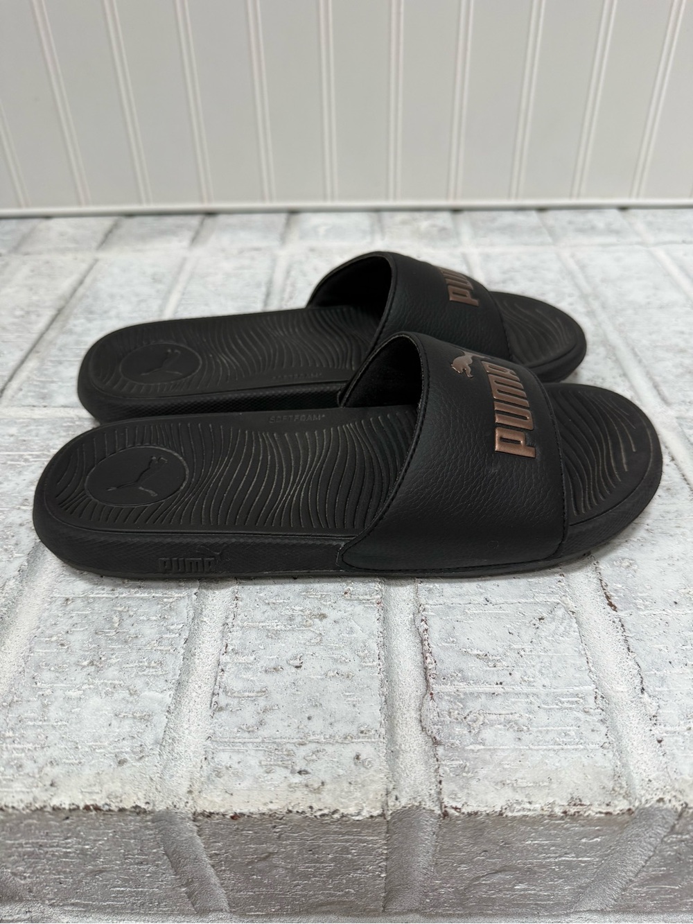 PUMA Womens Cool Cat 2.0 Slide Sandals in Black Rose Gold - Picture 4 of 8